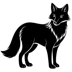 Arctic Fox Silhouette: Striking Black Design on White Background