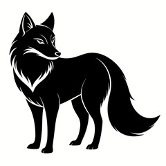Arctic Fox Silhouette: Striking Black Design on White Background