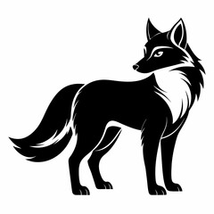 Arctic Fox Silhouette: Striking Black Design on White Background