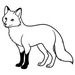 Arctic Fox Silhouette: Striking Black Design on White Background