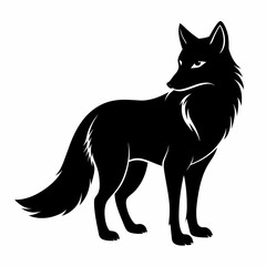 Arctic Fox Silhouette: Striking Black Design on White Background
