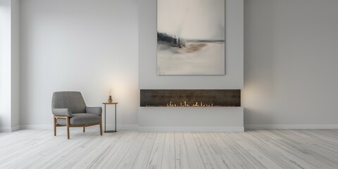 Modern living room with minimalist decor and art, interior design concept
