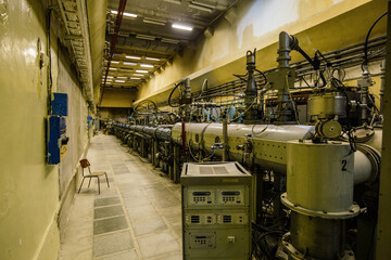 Large metal tube of particle accelerator