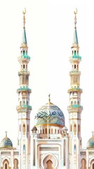 Miniature of Beautiful Mosque in 3D Rendering Isolated Background