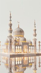 Obraz premium Miniature of Beautiful Mosque in 3D Rendering Isolated Background