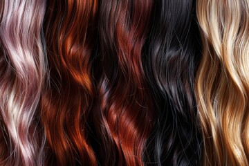 Fototapeta premium Shiny, natural hair extensions in various colors