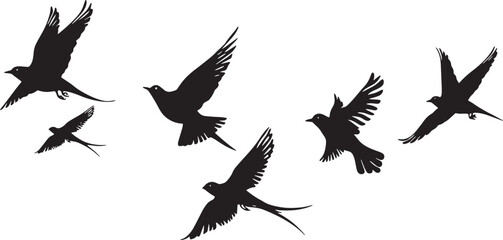 Obraz premium Silhouette Collection of Hummingbirds in Various Poses
