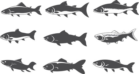 Set of the Fish silhouette
