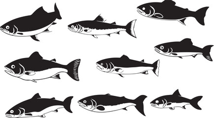 Set of the Fish silhouette
