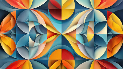 Obraz premium Abstract Geometric Pattern with Vibrant Colors and Three-Dimensional Effect for Modern Design Background