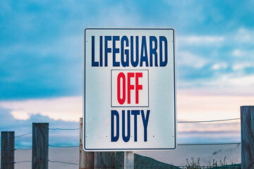 Lifeguard off Duty sign at Redhead Beach NSW