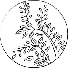 筆書き円形花札　文月　萩　7月　萩のカス