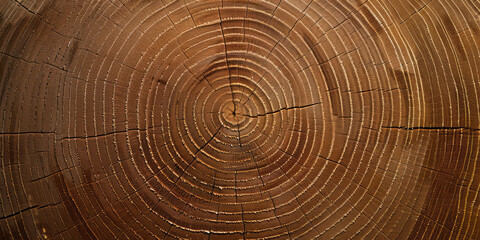 Fototapeta premium Cut wood background. Detailed texture of a felled tree trunk or stump. Rough organic tree rings with end grain.
