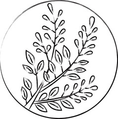 筆書き円形花札　文月　萩　7月　萩のカス