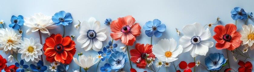 Red, white, and blue flower arrangements, Independence Day, festive beauty