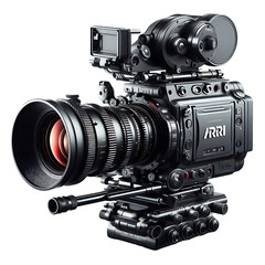 A digital professional movie camera isolated on transparent background