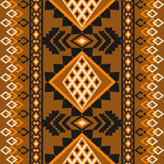 Navajo Aztec Geometric pattern, Native American seamless Ethnic Tribal fabric, brown, embroiders, traditional, carpet, abstract, wallpaper, background, vector, illustration design
