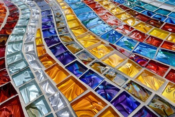 Multicolored glass mosaic