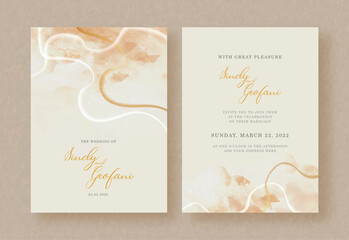 brush strokes and splash watercolor on wedding invitation