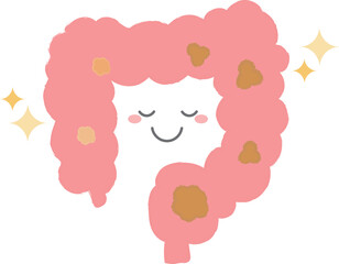 腸内環境がいい腸のイラスト　手書き風キャラクター