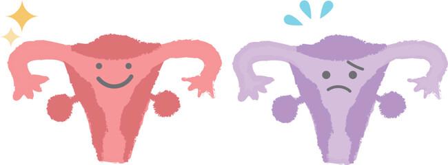 元気な子宮と元気がない子宮　手書き風