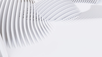 Abstract Curved Shapes. White Circular Background.