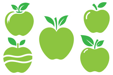 Apple vector icon set, featuring symbols suitable for web design, icon logos, apps, and UI. Includes an Apple Icon vector illustration.