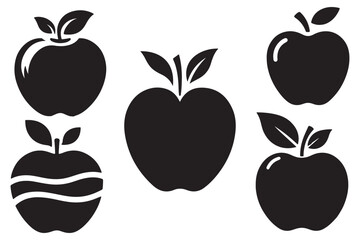 Apple vector icon set, featuring symbols suitable for web design, icon logos, apps, and UI. Includes an Apple Icon vector illustration.