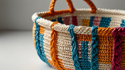 Obraz premium Colorful Wicker Crochet Basket