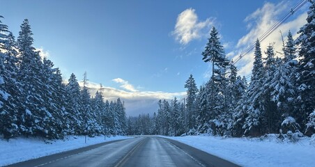 Winter drive in the Adirondack Mountains