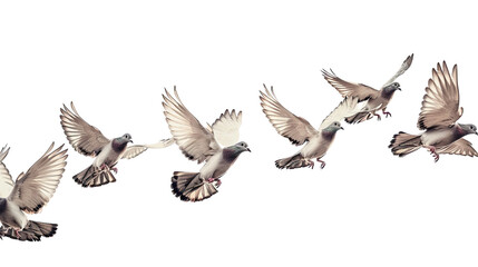 Obraz premium Pigeons in flight on a transparent background