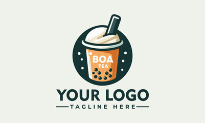 Boba Tea Vector Logo Unleash the Playfulness, Sweetness, and Refreshment of Brand Symbolize Happiness, Shared Moments, and the Irresistible Taste of Boba Tea Embrace the Delightful Pearls, Flavorful