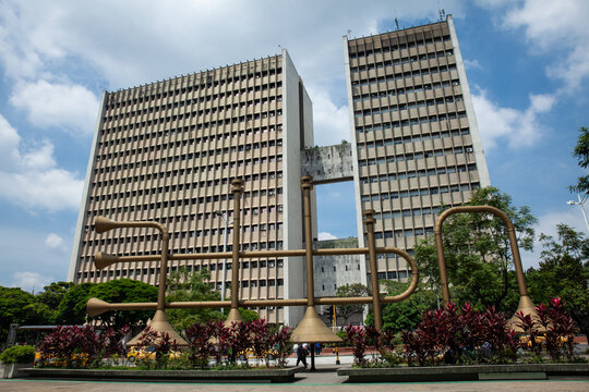 Cali, Colombia - June 17, 2024: Jairo Varela Square and Municipal Administrative Center in the city of Cali. Cali Mayors Office