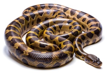 Obraz premium A Large Boa Constrictor Snake Coiled Up On A White Background