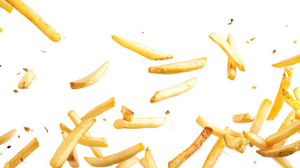 Fototapeta premium French fries flying on a transparent background