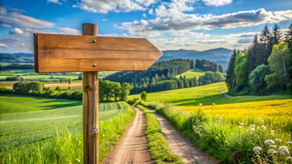 signpost in the beautiful place, vacation direction summer landscape