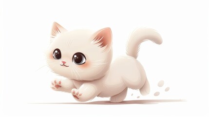 whimsical dadaism chibi, Elegant kitten clipart strutting with grace and poise