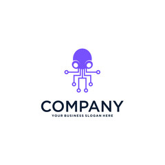 octopus logo design with technology