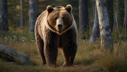 Fototapeta premium brown bear in the forest, brown bear in the woods, brown bear in the wild