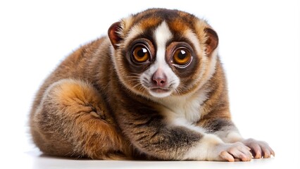 Obraz premium Portrait Of A Cute And Curious Slow Loris, Staring At The Camera With Big Round Eyes.