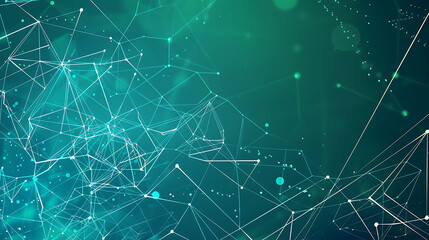 Fototapeta premium Techno Web: Abstract Blue and Green Technology Network Background