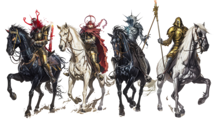 Four horsemen of the apocalypse on a transparent background