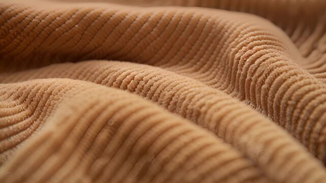 Thick plush threads create a lush and inviting texture in this closeup of corduroy perfect for snuggling up on a chilly day.