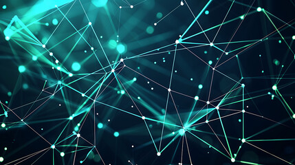 Fototapeta premium Cyber Matrix: Abstract Blue Technology Network Background
