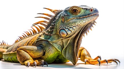 Fototapeta premium A Close Up Of A Green Iguana, A Large Lizard Native To Central And South America.