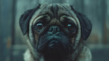 A Pug with a wrinkled face