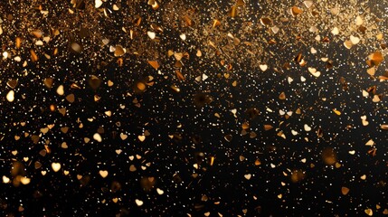 A gold colored background with a lot of gold colored confetti. Generate AI image