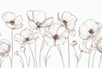Naklejka premium Floral Elegance: a captivating glimpse into the world of delicate line drawings