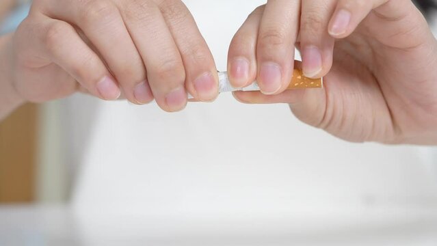 Woman who throws away cigarettes to No smoking