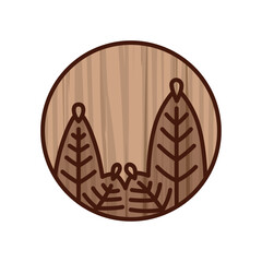 木彫り風円形ミニ花札　睦月　松　1月　松のカス